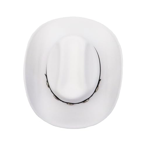 Image of Western Cowboy Hat for Men Women Wide Brim Felt Cowboy Cowgirl Hat with Buckle Belt Classic Fedora Hat