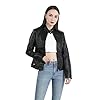 YYNUDA Leather Jacket Women PU Biker Moto Jacket Zip Up Classic Short Bomber Jacket Standing Collar Motorcycle Coat Black XS #1