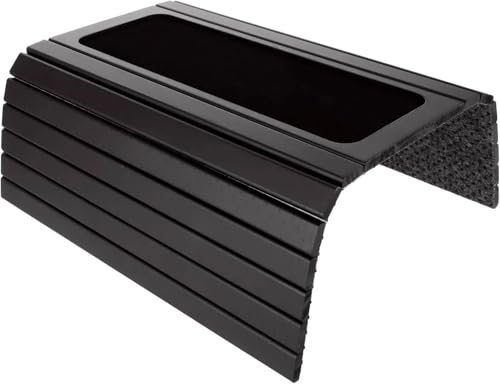 MEESOGA Sofa Arm Tray Table – Foldable Wooden Couch Armrest Tray with Felt Base, Non-Slip Sofa Armrest Tray for Snacks, Drinks & Remote Holder – Space-Saving Living Room Organiser (Black)