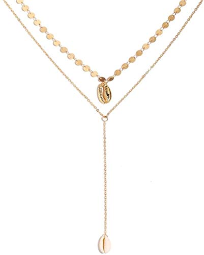 Preisvergleich Produktbild CKAWM Halskette Mond Muschel Karte Perlen Halskette Weibliche Mehrschichtige Halskette Anhänger Schmuck