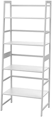 WTZ Book Shelf, White Bookshelf, Ladder Bookcase, 4 Tier Tall Book case for Bedroom, Living Room, Office MC-801