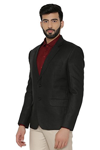 Image of WINTAGE Men's Linen Tailored Fit Solid Evening /Casual Blazer Coat Jacket : Black