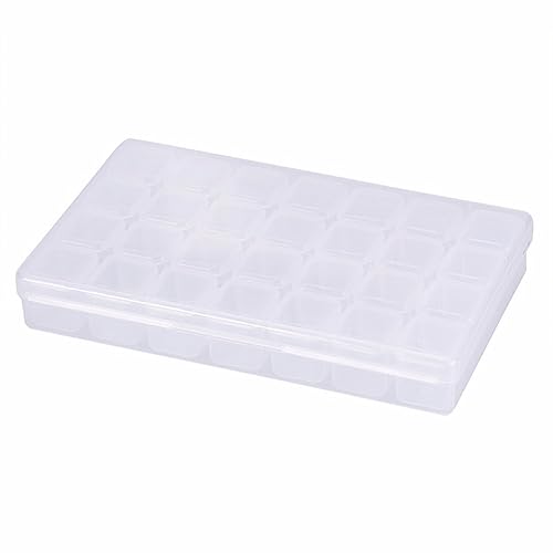 Image of AKOAK 28-Compartment Transparent Plastic Storage Box, Separate Lid, Transparent Compartment, Nail Art Storage Box, Jewelry, Rhinestone, Beads, Screws, Organizer Container