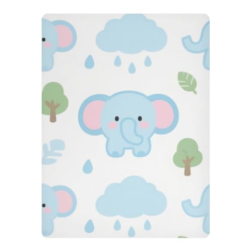 Drap-housse imperméable motif éléphants bleus sommeil bébé doux