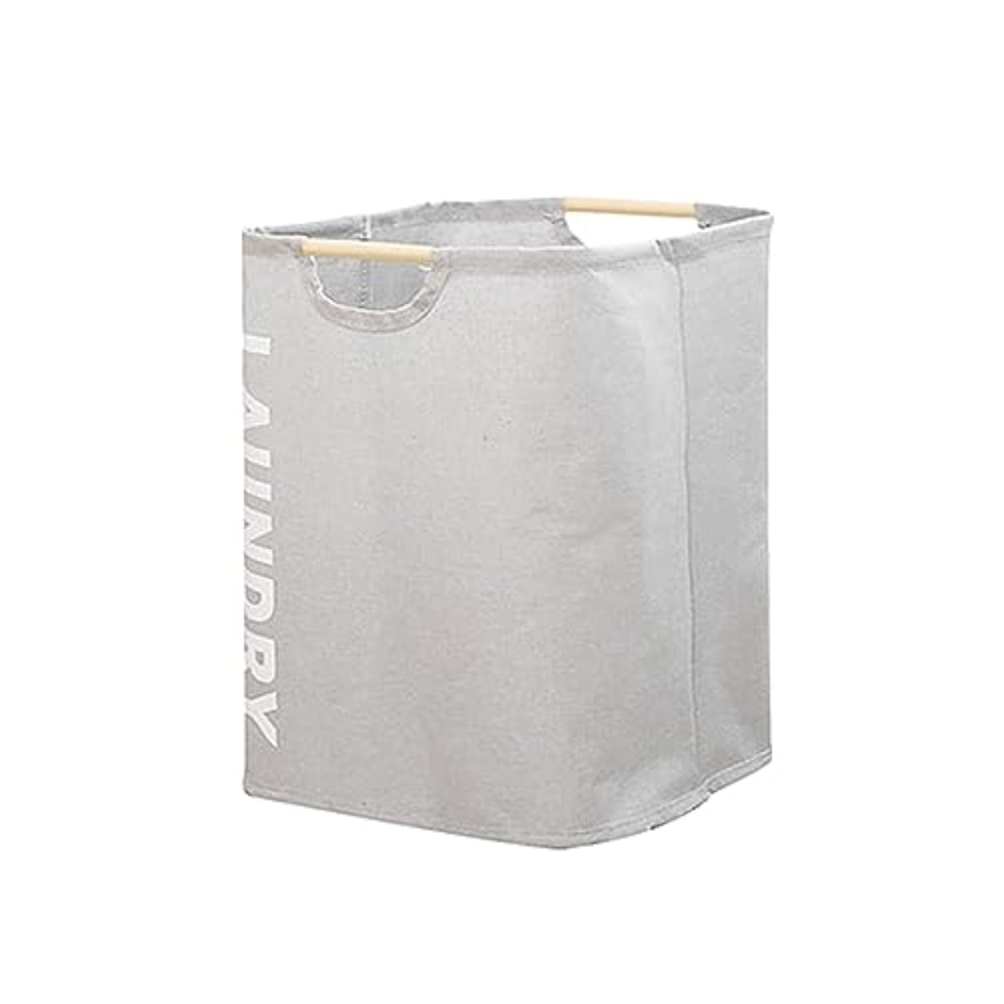 Tall Collapsible Laundry Hamper with Handle, Light Gray
