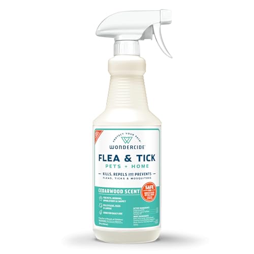 Wondercide - Flea Tick & Mosquito Spray for Dogs Cats and Home - Flea and Tick Killer Control Prevention Treatment - with Natural Essential Oils - Pet and Family Safe - Cedarwood 32 oz