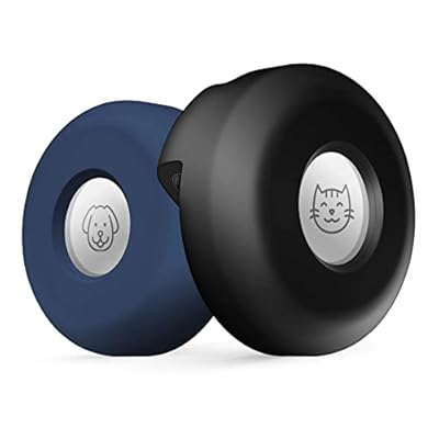 IHPUKIDI Airtag Dog Collar, Pet Silicone Protective Case for Apple Air Tag GPS Finder, 2 Pack Lightweight Dog Collar Cat Loop Holder Pet Anti-Lost Accessorries, Black & blue