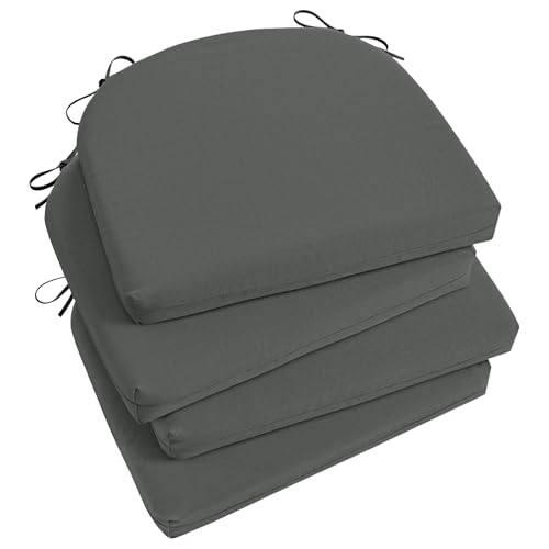 Image of Basic Beyond Outdoor Chair Cushions Set of 4, Outdoor Cushions for Patio Furniture, Water Resistant Patio Chair Cushions with 2 Ties, 17x16x2, Charcoal Grey