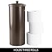 iDesign Freestanding Bathroom Toilet Paper Storage Holder with Lid for 3 Extra Rolls, Bronze