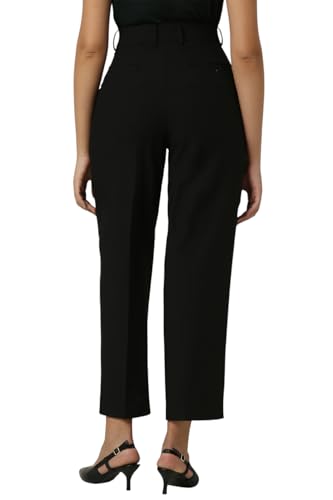Image of Women Black Solid Casual Regular Fit Trousers