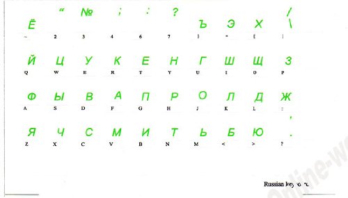 Stickers rusos transparentes para teclado con letras verdes miniatura 2