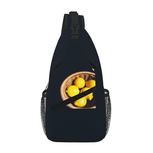 NBAGHPQ Basket - Mochila cruzada con estampado de limones para hombre y mujer, para viajes, uso diario, a la moda