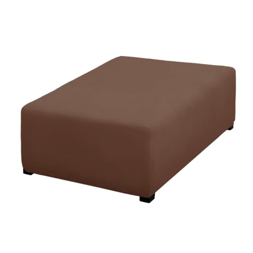 Image of PureFit Super Stretch Form Fit Ottoman Cover Rectangle - Ottoman Slipcovers for Foot Stool Cover & Folding Storage Slipcover for Living Room with Nonslip Elastic Bottom (Medium-L, Brown)