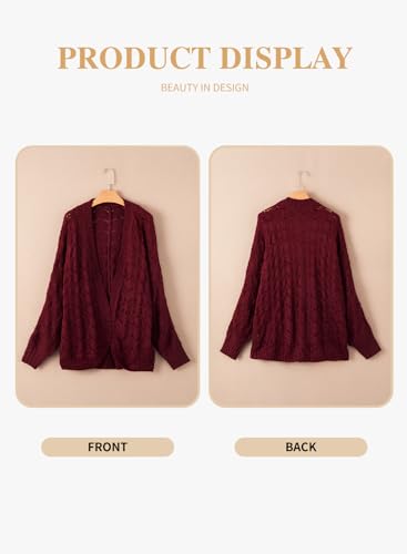 Image of Eytino Womens Plus Size Crochet Cardigan Sweater Long Sleeve Hollow Out Open Front Cardigans Outwear(1X-5X)