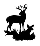 Buck And Doe Deer Silhouette Vinyl Decal Sticker (BLACK)