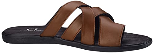 Carlton London mens Tan Men's Thong Sandals Flat Sandal