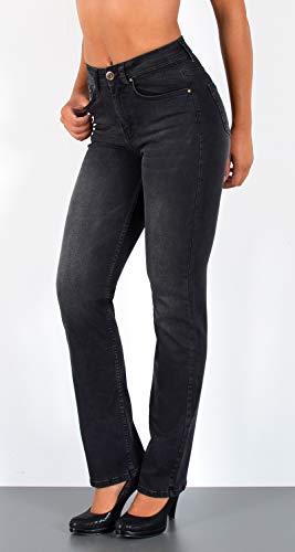ESRA-Damen-Jeans-Hose-Damen-Jeanshose-gerader-Schnitt-Straight-Fit-bis-Uebergroesse-G600