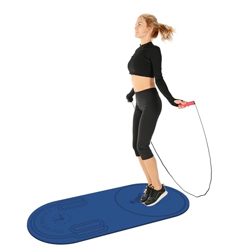 Image of Non-Slip Jump Rope Mat Shock Absorption Rope Skipping Mat for Adults & Children Home Indoor Workout Exercise Mat in Blue