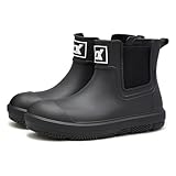 LIOERDIWE Ankle Rain Boots Men Women Waterproof Deck Boots Anti-Slip Rubber Chelsea Garden Work Shoes Short Mud Booties Fishing Farming Camping(Black,8.5 Women/7 Men)