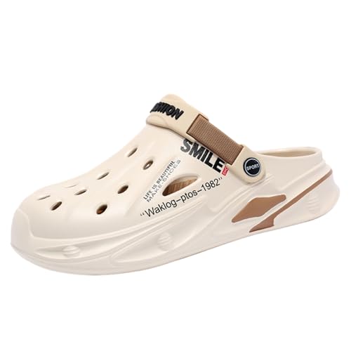 WANGSHUO Chancletas Zapatillas De Mujer Eva Suave Grueso Vendido Moda Verano Y Diapositivas Los Hombres Sandalias Playa Zapatos Tamaño Más-Beige Brown-42-43
