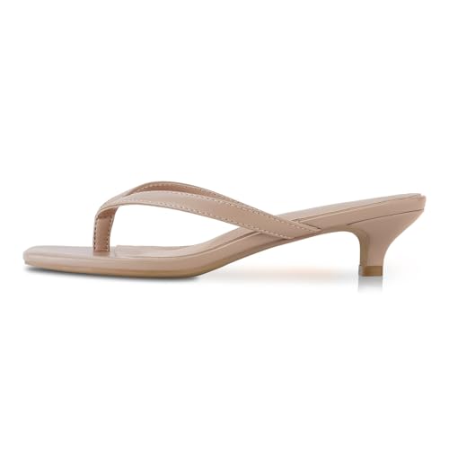Image of Women's Flip-Flops Kitten Heels Thong Sandals For Women Square Toe Slip On Fashion Summer Dress Sandals