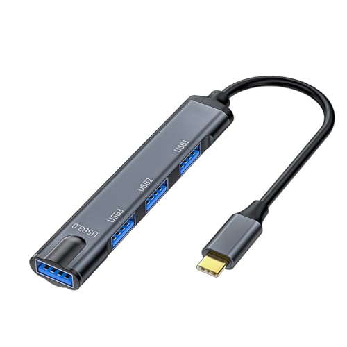 Avejjbaey TypC USB3.0 2.0 Adaptador de 4 puertos de extensión de datos rápido para la eficiencia de la oficina, compatible con teclado, ratón, etc