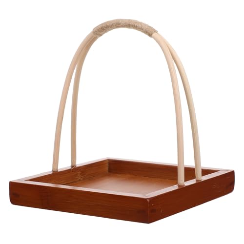 Plato cuadrado de sushi YARNOW de madera con asa miniatura 1