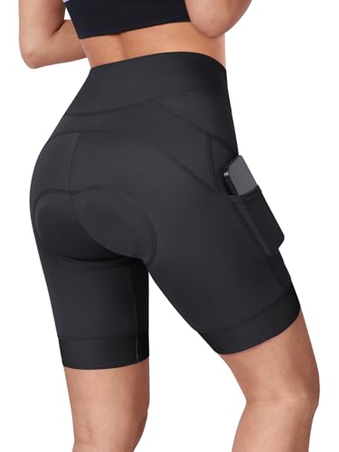 BERGRISAR Fahrradhose Damen Gepolstert Radlerhose Radhose mit 4D Sitzpolster Atmungsaktiv Elastische Schwarz L BERGRISAR Fahrradhose Damen Gepolstert Radlerhose Radhose mit 4D Sitzpolster Atmungsaktiv Elastische Schwarz L
