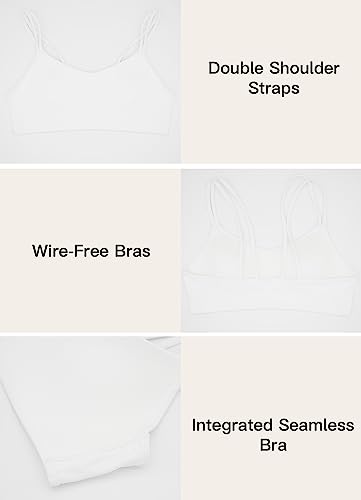 MEIVSO Women's Seamless Sports Bra Longline Spaghetti Straps Wirefree Workout Yoga Bra4