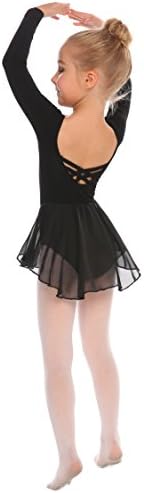Arshiner Kids Girls Classic Long Sleeve Leotard Dance Ballet Dress, Black, 130 - 3