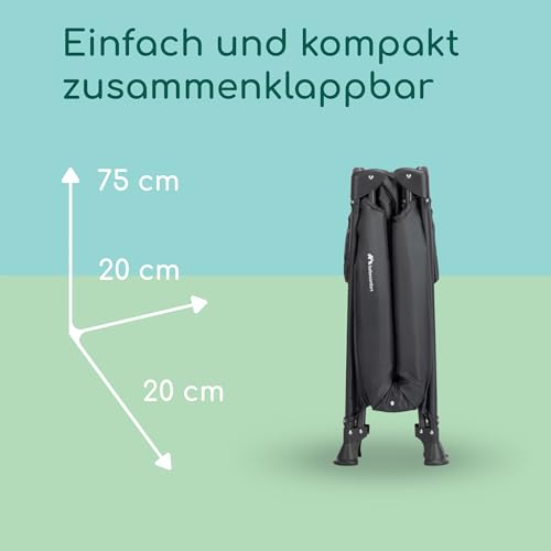 Bebeconfort Sweet Dreams, Baby Reisebett, 0–3 Jahre (0–15 kg), Reisebett leicht für Babys, Große gepolsterte Matratze, Seitenfenster, Einfach Kompakt Klappbar, Mit Reisetasche, Mineral Graphite