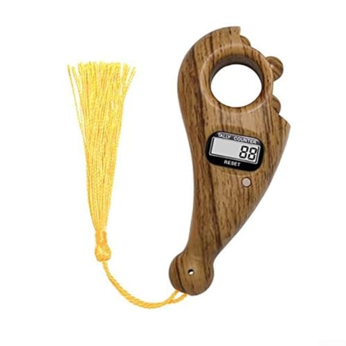 Honseadek Contador digital portátil de cuentas de oración con pantalla de 5 dígitos, dispositivo electrónico de madera para meditación, relajación y ejercicios de dedos