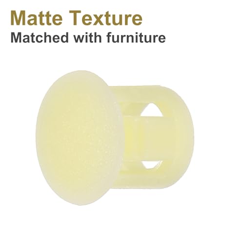 Image of MECCANIXITY 64PCS 7mm(9 /32 inch) Beige Plastic Hole Plugs, Flush Type Panel Hole Plugs Insert End Caps for Locking Hole Tubes Furniture Cabinet