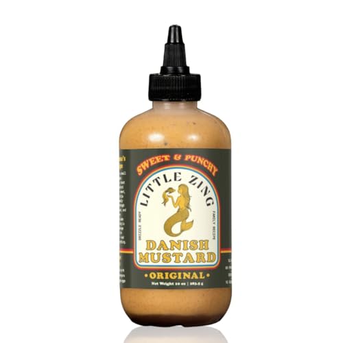 Image of Little Zing Danish Mustard - Sweet & Punchy Gourmet Mustard Sauce with Horseradish Kick - All-Natural, No Oils, Fillers, or Preservatives - Bold & Versatile Sauce for Sandwiches, Meats, Dressings & Dips - 10 oz Bottle