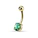 FIFTH CUE 14G Opal Glitter Prong Set Gold IP Over 316L Surgical Steel Belly Button Ring (synthetic opal) - Green