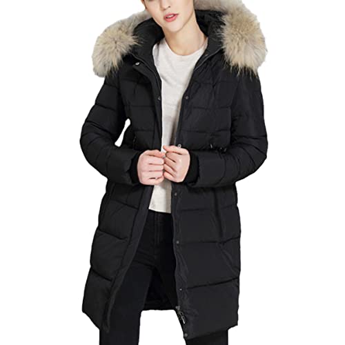 Doudoune d'hiver pour femme Roquorl avec col en fourrure naturelle