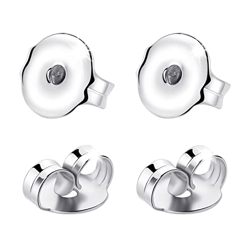 VGACETI Titanium Earring Backs Replacements, Hypoallergenic Pure Titanium Earring Backs for Women Men Sensitive Ears, Secure Ear Locking for Stud Earrings for Posts, 6mmx7mm 4PCS (2 Pairs)