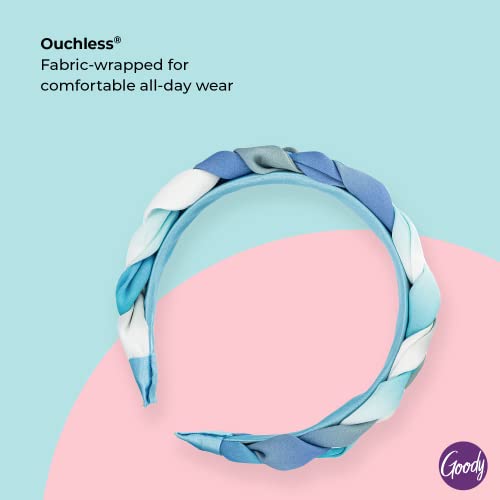 Goody Ouchless Tiara para todos os tipos de cabelo – Aquarela, azul – Ajuste confortável para usar o