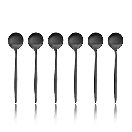 Black Matte Stainless Steel Espresso Spoons (Set of 6)