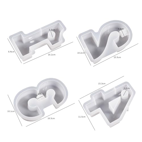 Bymivofun Moule en Silicone pour Bougeoir à Chiffres,Moule à Bougie 3D Fait à la Main, Moule à Bougie en 3D, pour la Décoration d'un Anniversaire, d'un Mariage, d'une Fête d'Anniversaire – vue 2