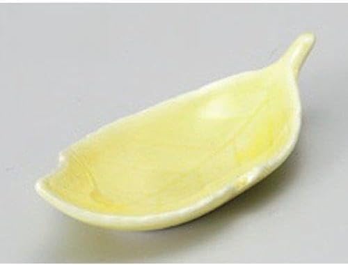 セトモノホンポ(Setomonohonpo) Set of 10 Delicacies, Yellow Glazed Tree Leaf Delicacies [9 x 4 x 2.2 cm] for Restaurants, Inns, Japanese Tableware, Restaurants, Commercial Use