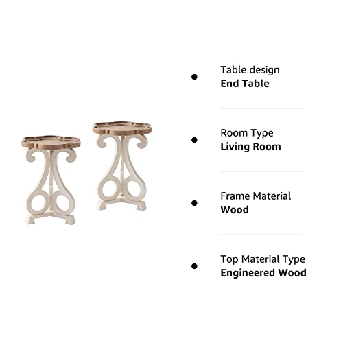 Cozayh Rustic Farmhouse Cottagecore Accent End Table X 2, Flower Tray Top Side Table Nightstand For Family, Dinning Or Living Room, Handcrafted Finish, Modern, Spray-Shaped Table Legs. Y-Shaped Base #TOP7