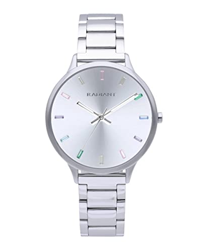 Radiant - Colección Mykonos - Reloj analógico y automático. Reloj de Pulsera para Mujer. Reloj de Brazalete con Esfera plateda y Correa de Acero Inoxidable. Tamaño 38mm. 3ATM