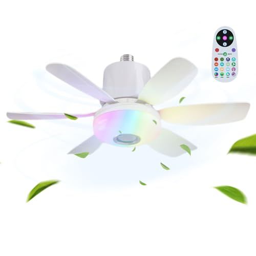 Ventilateur de plafond moderne avec lumière télécommande 3 vitesses et musique pour terrasse