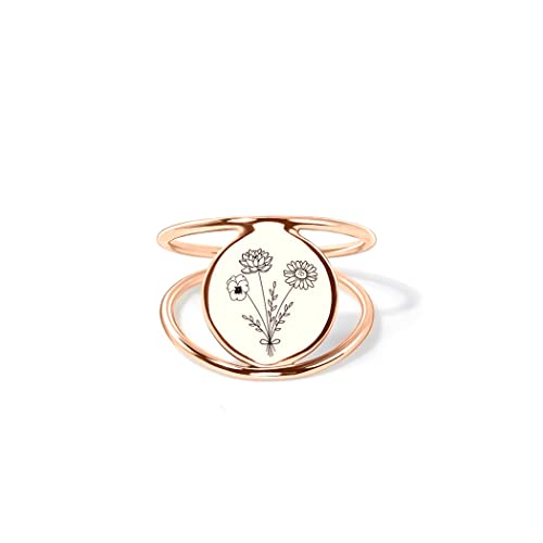 Simonly Personalized Flower Bouquet Ring Birth Flower Ring Sterling Silver Month Flower Ring For Women Mother Daughter #TOP5