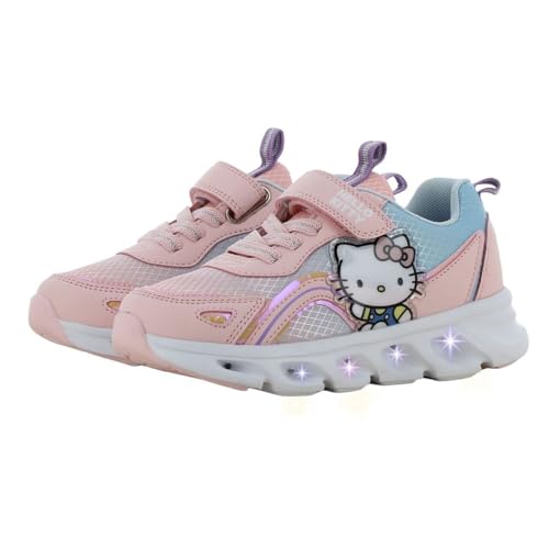 Leomil Hello Kitty Baskets Lumineuses pour Filles Chaussures Enfants 25, Idéal pour l'école et Les Loisirs, Blanc
