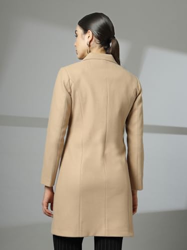 Image of CHKOKKO Women Chic Winter Coat Single Breasted | Knee Length Design with Buttoned Closure and Practical Front Side Pockets for Stylish and Comfortable Wear
