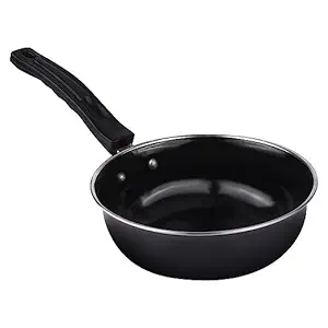 BigPlayer Black Hard Anodised Ceramic Non-Stick Induction Cookware - Small Tadka, Aluminium Cooking Utensils for Home Kitchen