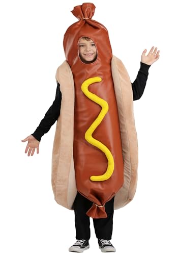 Kids Hot Dog Tunic with Mustard Design for Halloween Dress Up or Food Theme Parties | Funny Costumes Standard