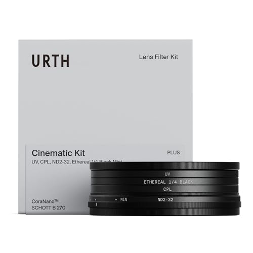 Urth 77mm Kit de Filtros Cinematográficos 4 en 1 (Plus)   UV, polarizador Circular (CPL), ND2 32 Variable, ¼ Black Mist, Vidrio óptico Multicapa, filtros Ultra Delgados